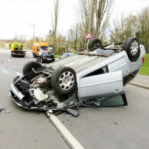 car flipped over in accident