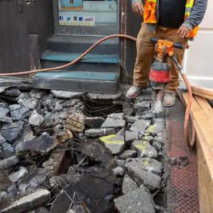 jackhammer used on construction site roofers worked on