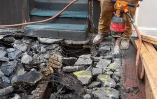 jackhammer used on construction site roofers worked on